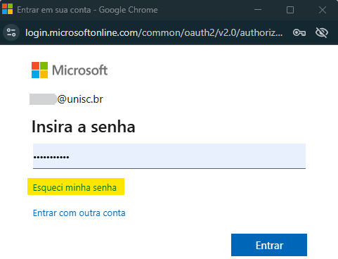 Insira a senha   esqueci minha senha